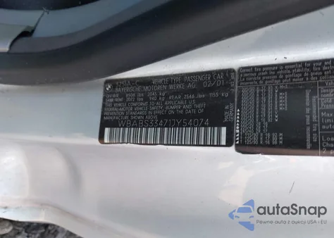 2001 BMW 325Ci from USA, damaged, VIN WBABS33471JY54074